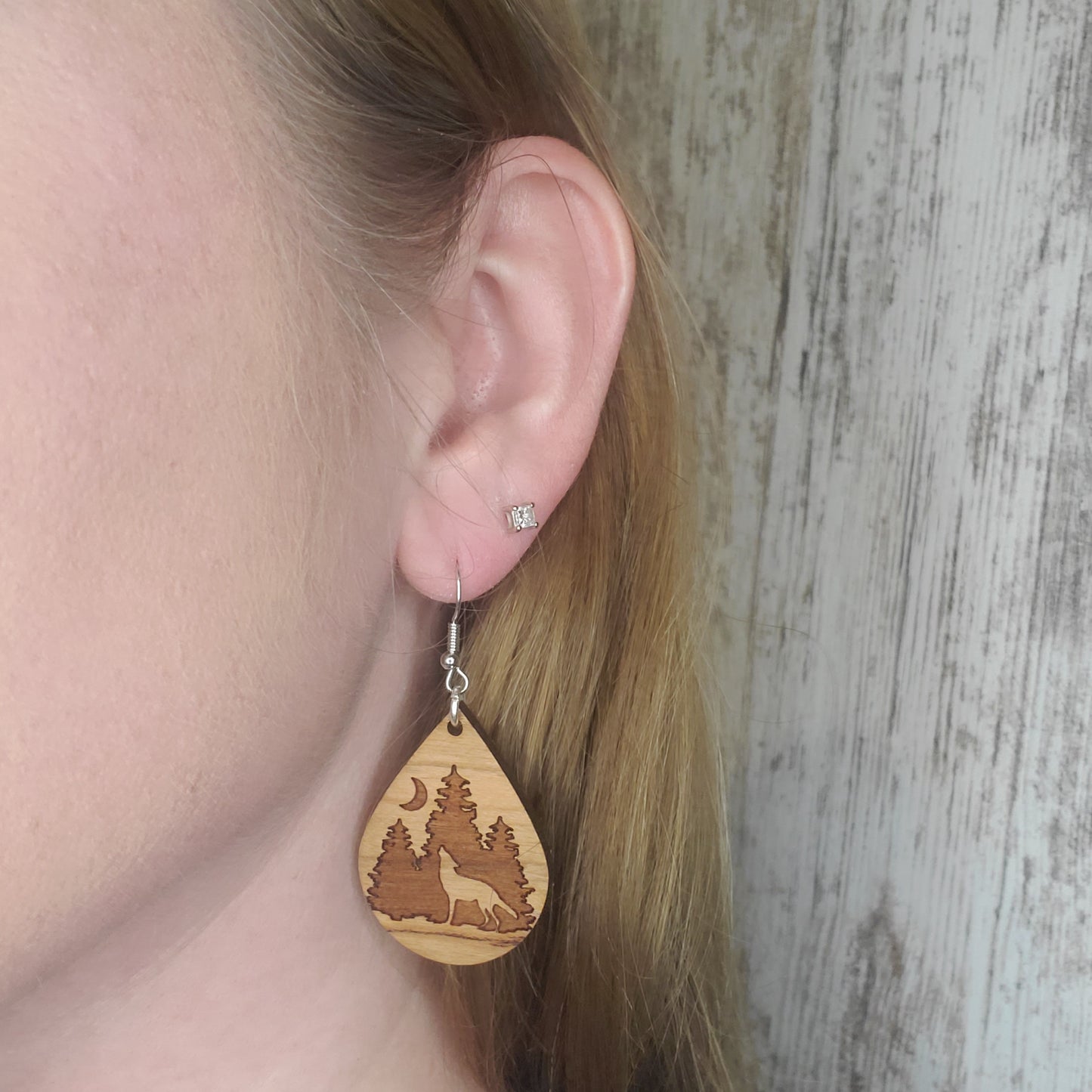 Lone Wolf Logo Teardrop Dangle Earring