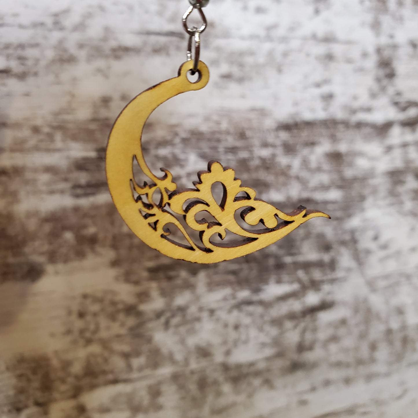 Floral Crescent Dangle Earring