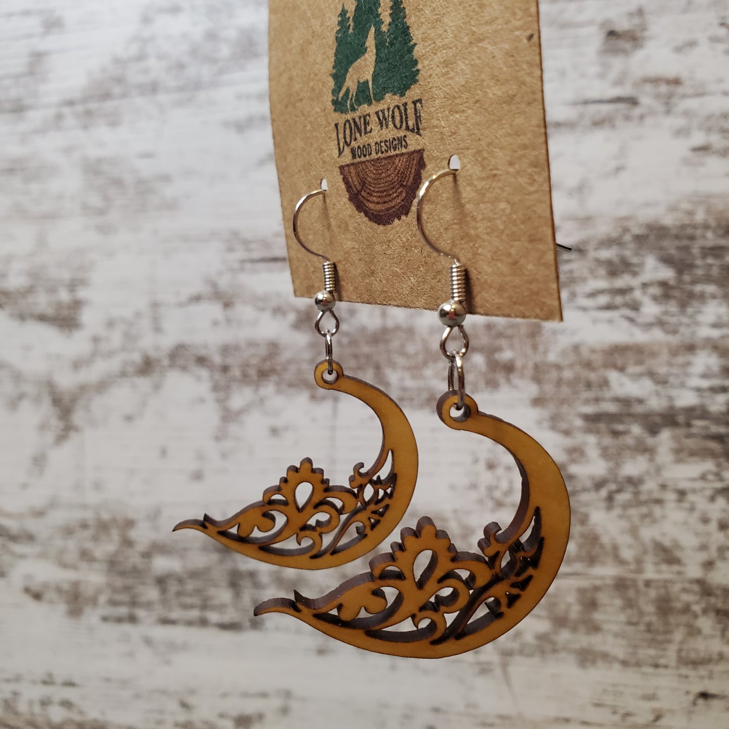 Floral Crescent Dangle Earring