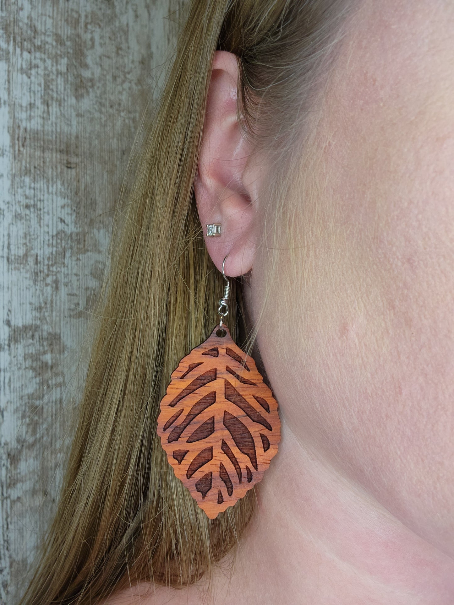 Engraved Leaf Earring