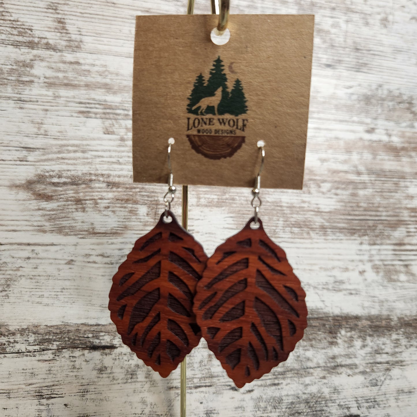 Engraved Leaf Earring